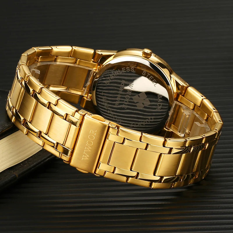 Relogio Masculino WWOOR Gold Black Luxury