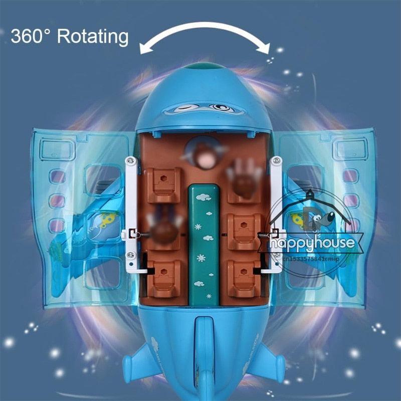 Avião Elétrico Musical Giratório 360 °, Brinquedo para Crianças, Bate e Volta com Som e Luz de LED Piscante - Minha loja